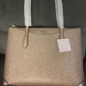 NEW Kate Spade Shimmy Glitter Large Tote Rose Gold K4626
